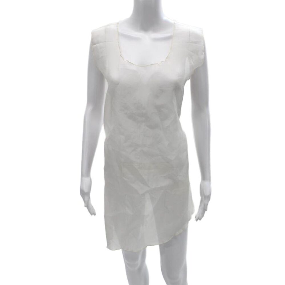 Wear In Good Health Womens Slip Dress White Silk Scoop Neck Sleeveless Size 10